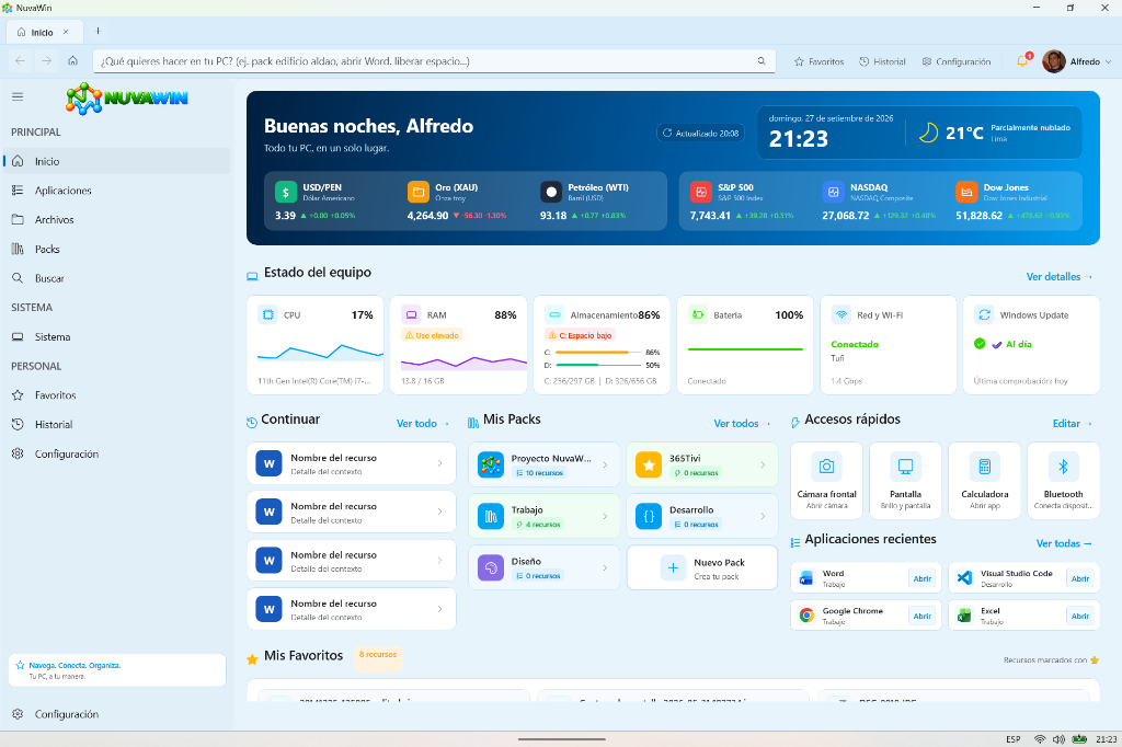 NuvaWin Desktop Dashboard